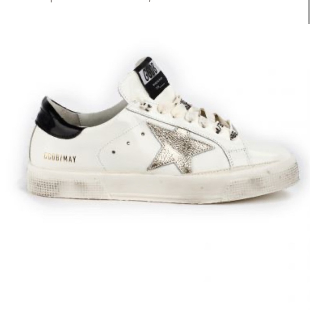 Golden Goose White and Black Sneakers Great deal